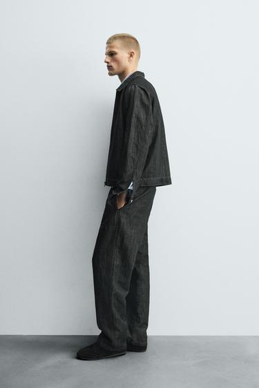 RELAXED FIT DENIM JACKET - Black by Zara - Image 3