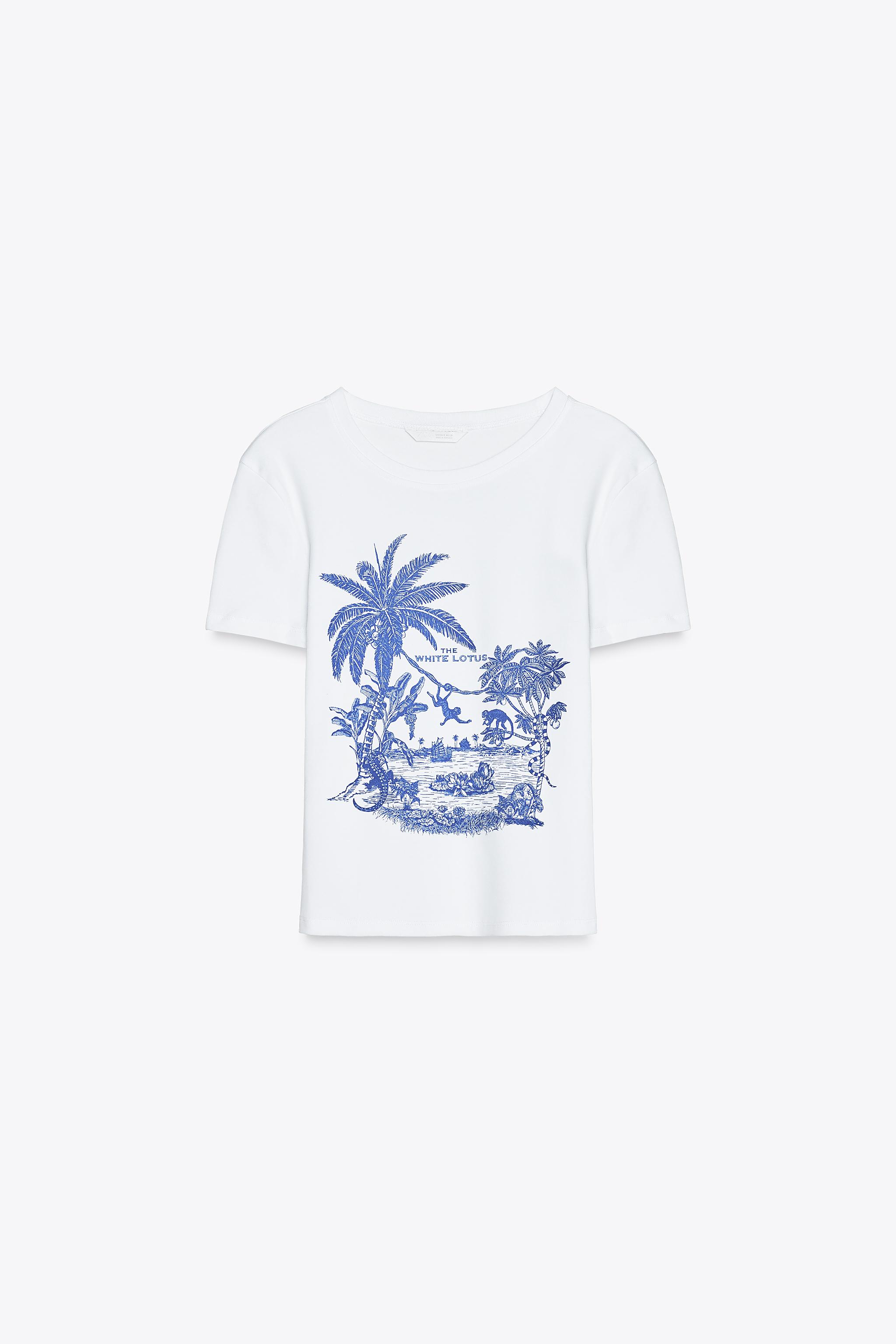 【ZARA】ホワイトロータスTシャツ ホワイト | 5644/174/250 ZARA】ホワイトロータスTシャツ ホワイト | 5644/174/250 (ZARA