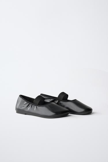 GATHERED BALLERINA FLATS — Black 2