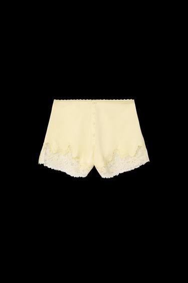 Zara KATE MOSS X ZARA SILK LINGERIE SHORTS - Yellow - Image 0