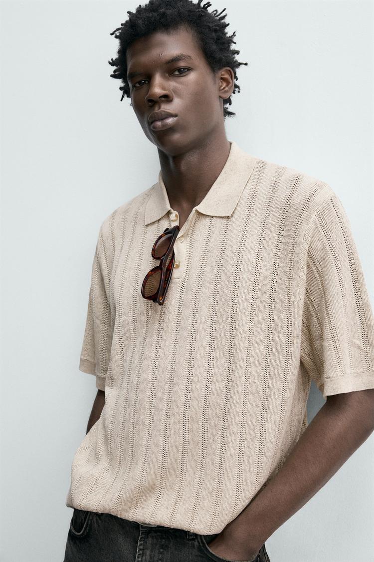 ZARA RIB KNIT POLO SHIRT