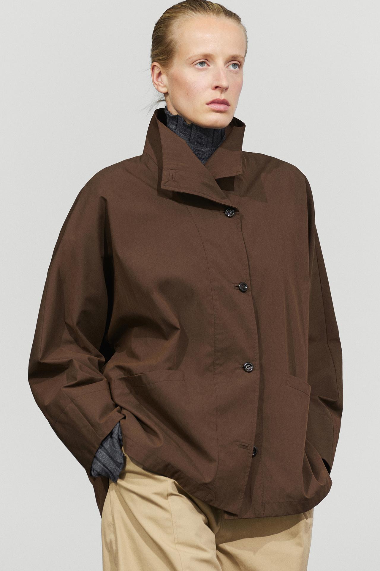 Cape jacket with collar detail — Mink marl