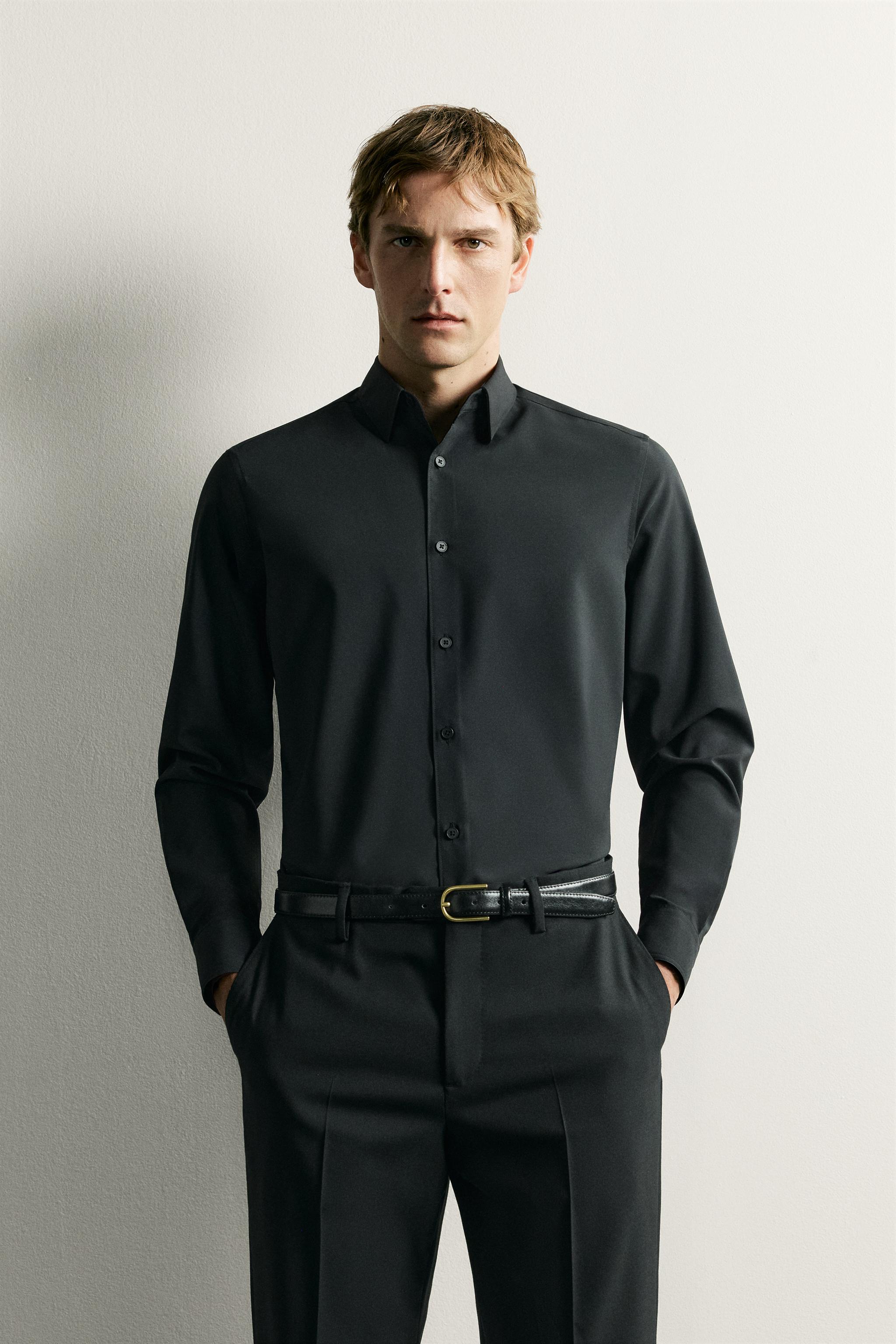 REGULAR FIT SHIRT — Black