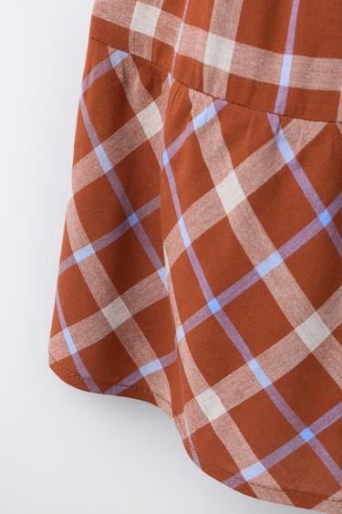 CHECKS PANELLED MIDI SKIRT - Brick by Zara - Image 3
