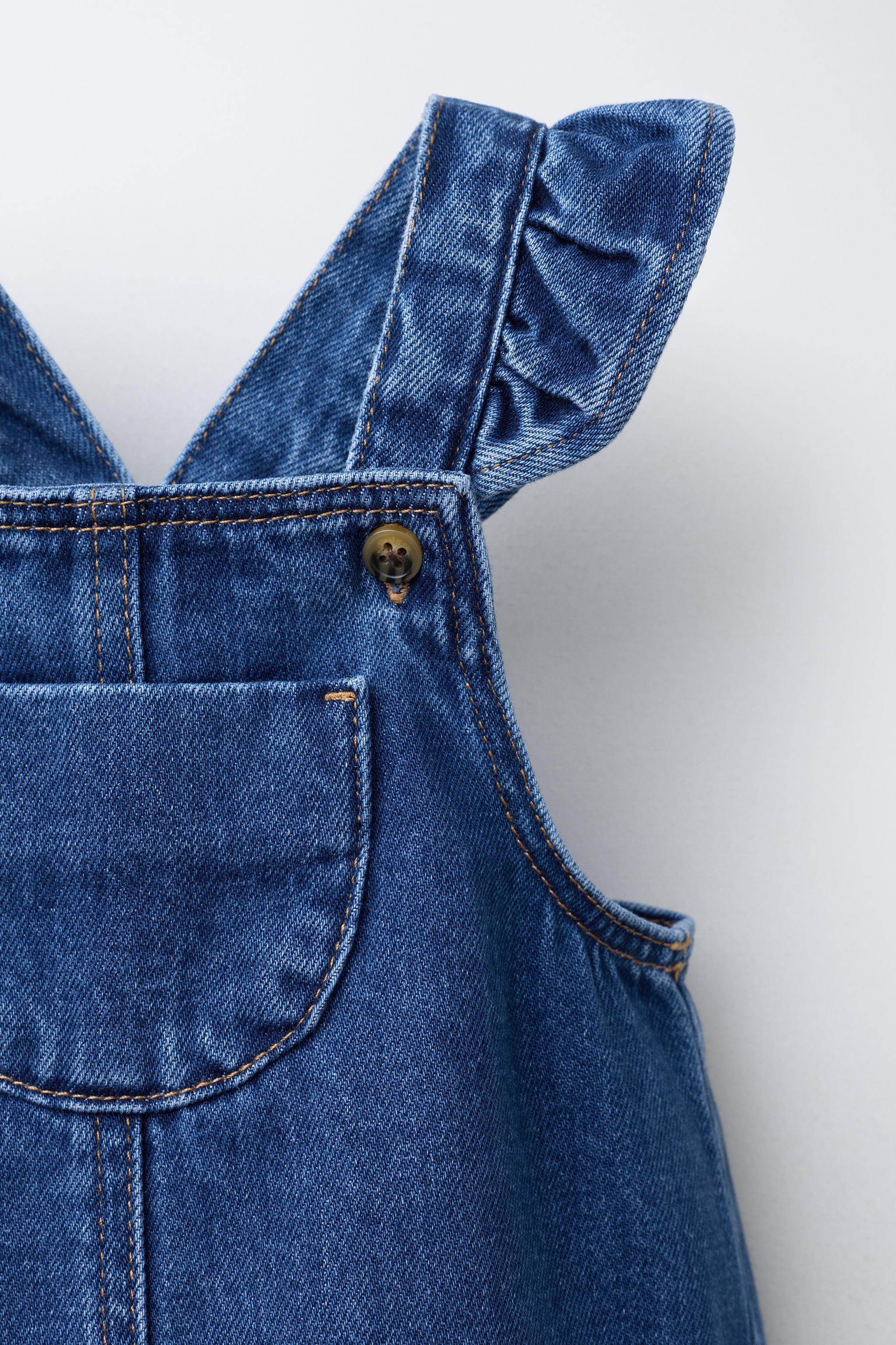 Zara - Ruffle Denim Pinafore Dress And Shorts - Mid-Blue - 9-12 Months (31,5 Inches) - Kids Zara - Ruffle Denim Pinafore Dress And Shorts - Mid-Blue - 9-12 Months (31,5 Inches) - Kids