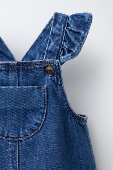 DENIM PINAFORE DRESS AND KNICKERS - Mid-blue by Zara - Image 2