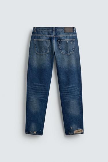 RIPPED SLIM FIT JEANS - Mid-blue by Zara - Image 7