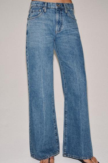 ZW COLLECTION WIDE LEG JEANS MED LAV TALJE - blå fra Zara
