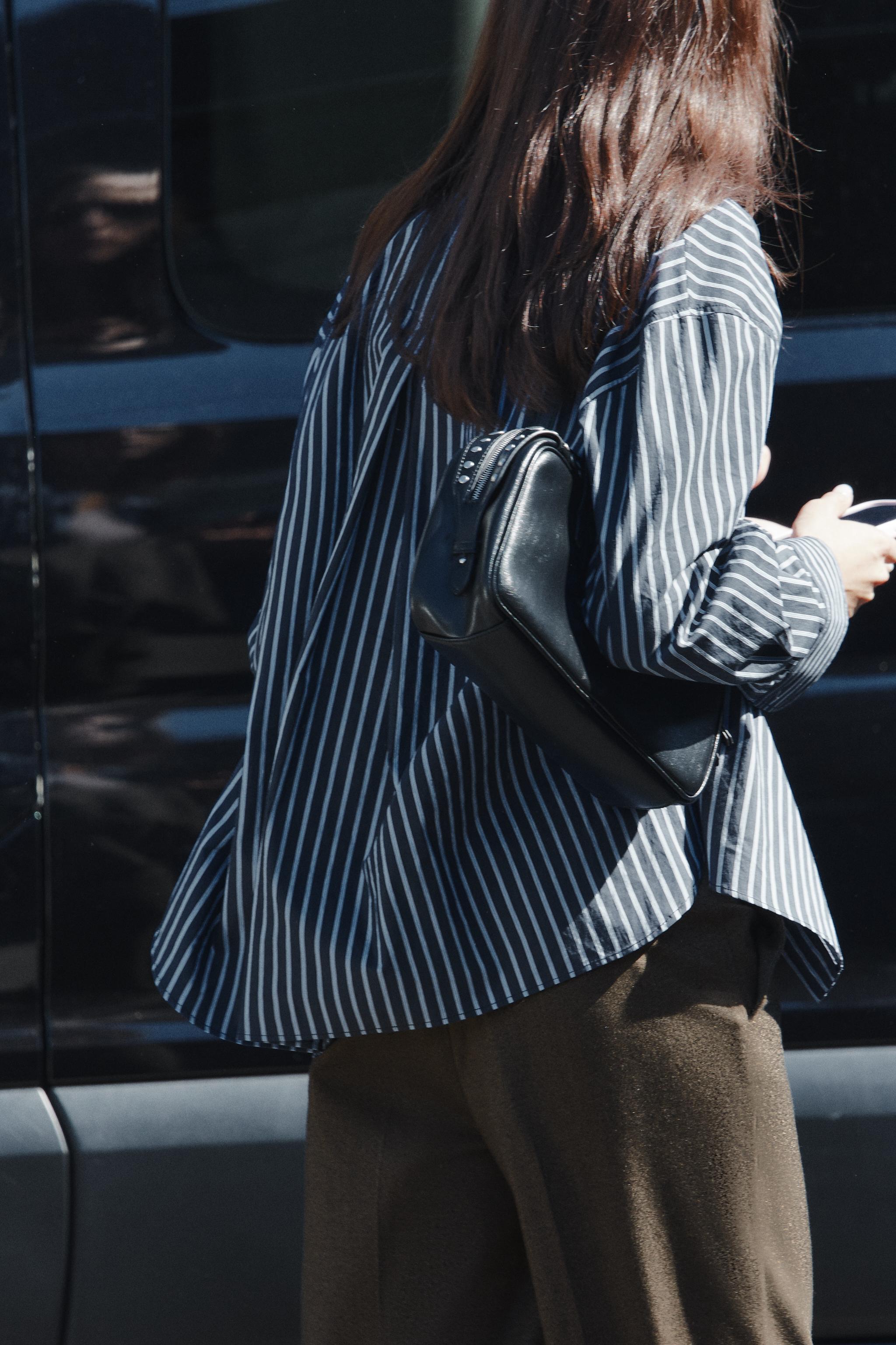 STRIPED OVERSIZED POPLIN SHIRT