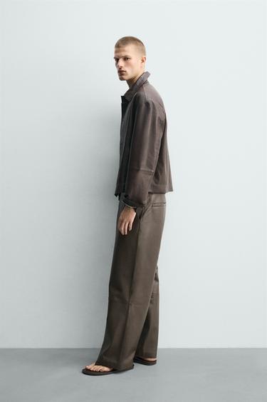 BALLOON FIT LEATHER TROUSERS - Brown by Zara - Image 3