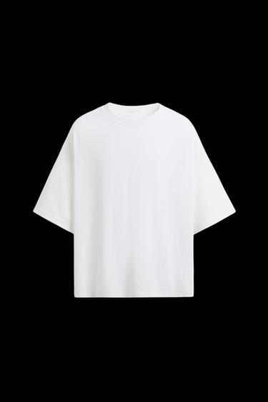 BOXY FIT MEDIUM WEIGHT T-SHIRT - Oyster-white by Zara - Image 0
