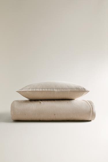 PADDED LINEN QUILT WITH DOTS - Light beige by Zara - Image 4
