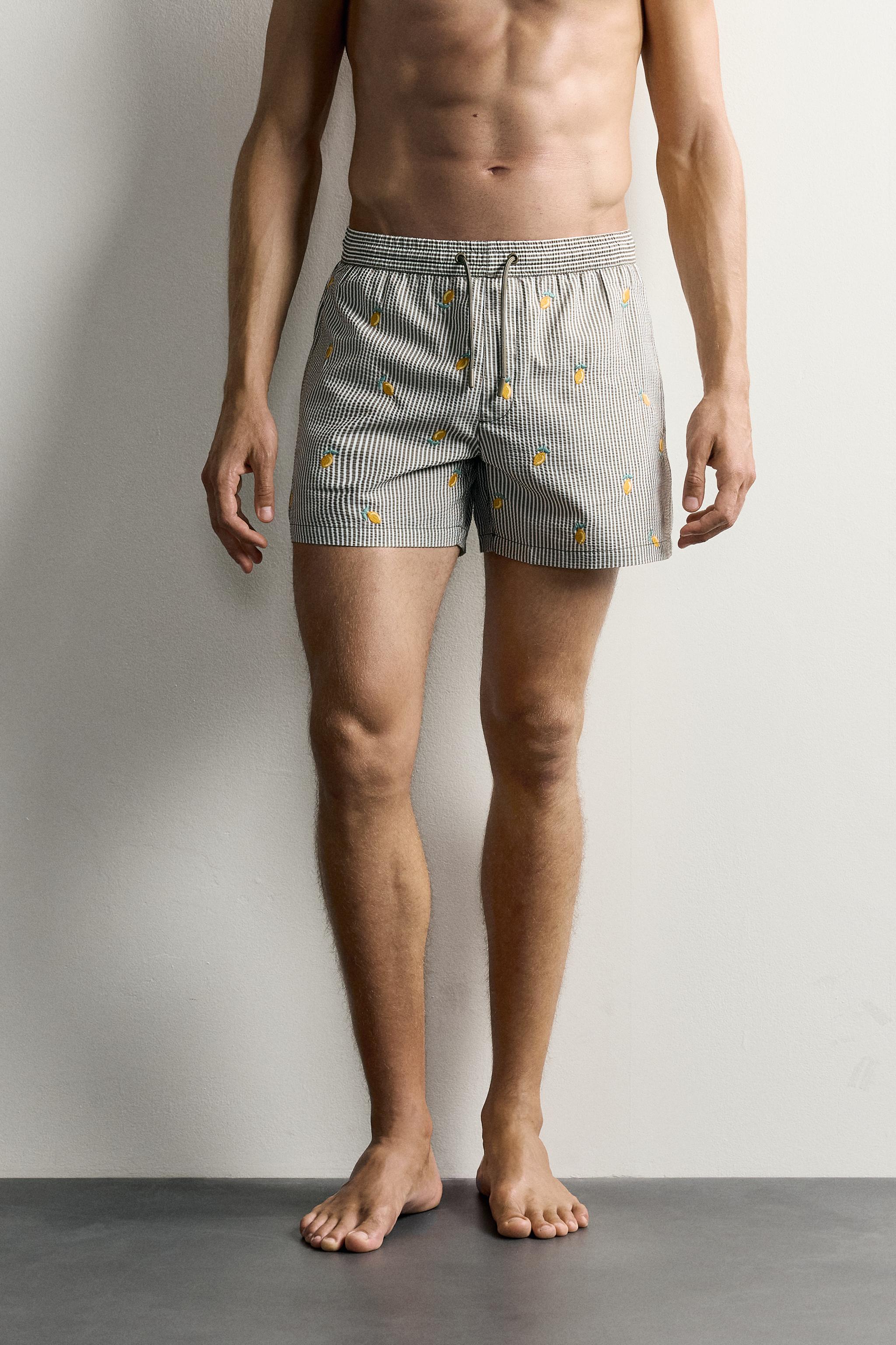 MAILLOT DE BAIN MI-LONG SEERSUCKER BRODÉ