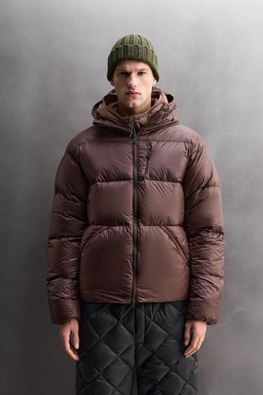100% FEATHER SKI PUFFER JACKET - Burgundy by Zara