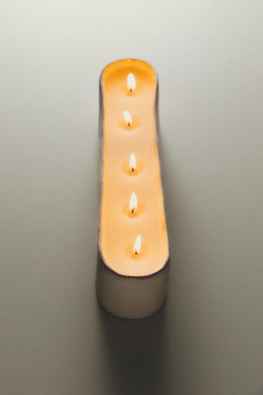 LONG CERAMIC DECORATIVE CANDLE - White by Zara
