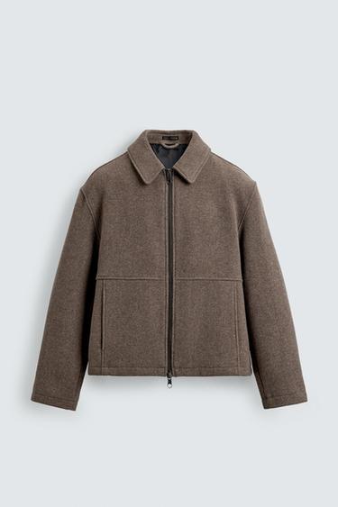 TEXTURED ZIP-UP JACKET - Sand by Zara