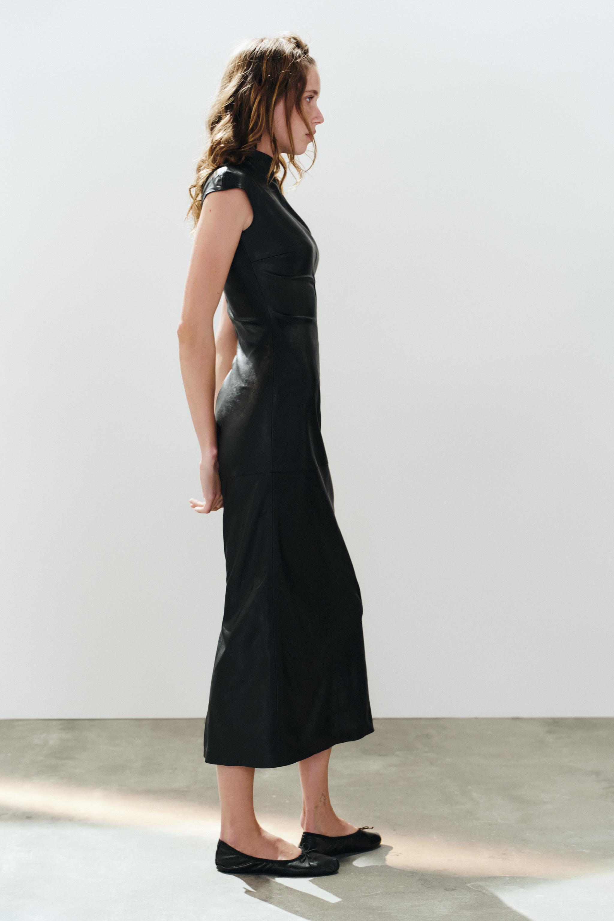 FAUX LEATHER MIDI DRESS