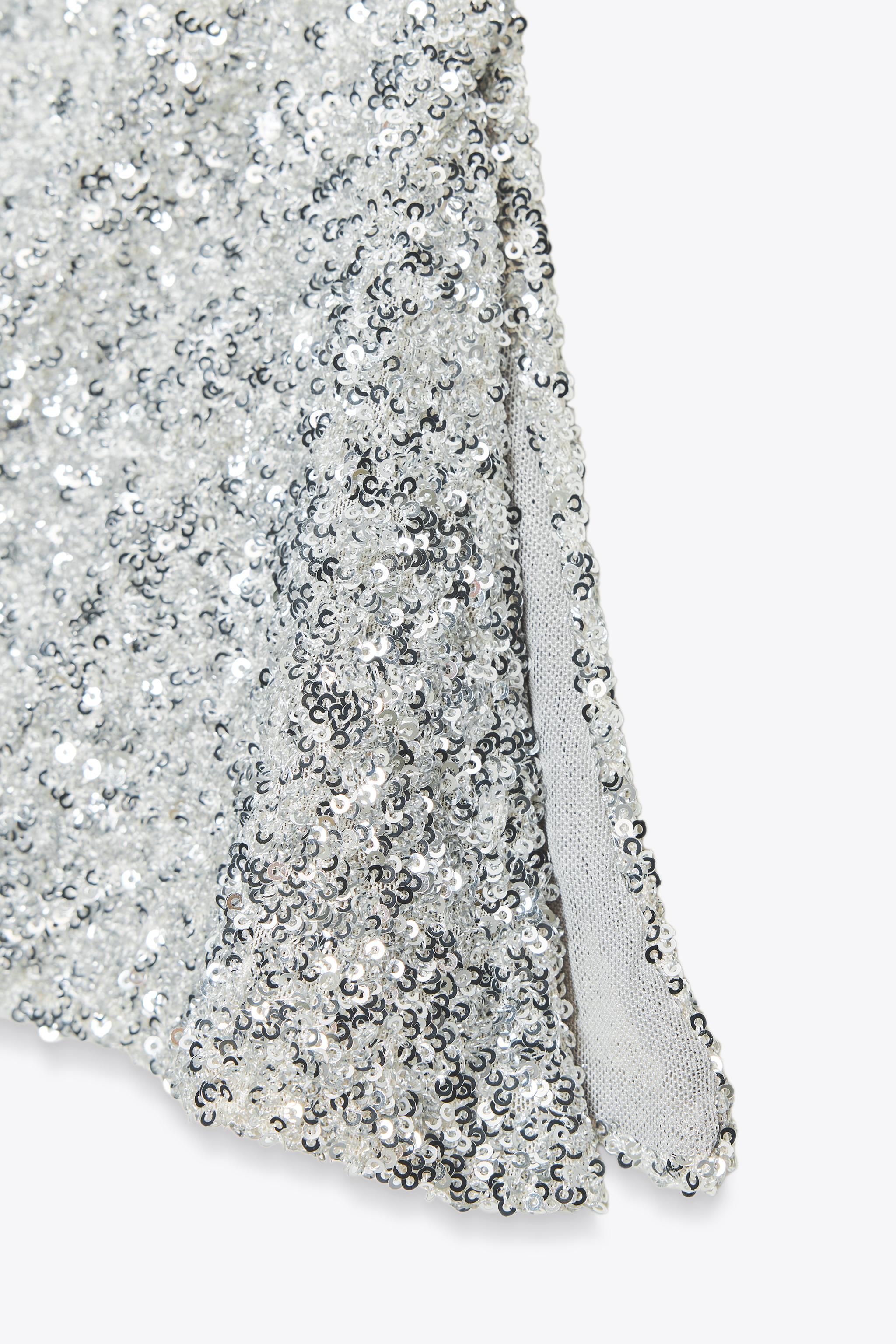 SEQUIN BANDEAU TOP - Silver | ZARA United States