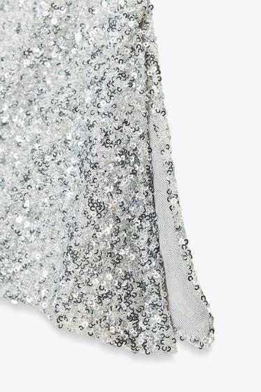 SEQUINNED BANDEAU TOP - Silver by Zara - Image 8