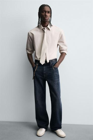STRIPED SHIRT WITH CONTRAST TIE DETAIL - Sand by Zara - Image 5