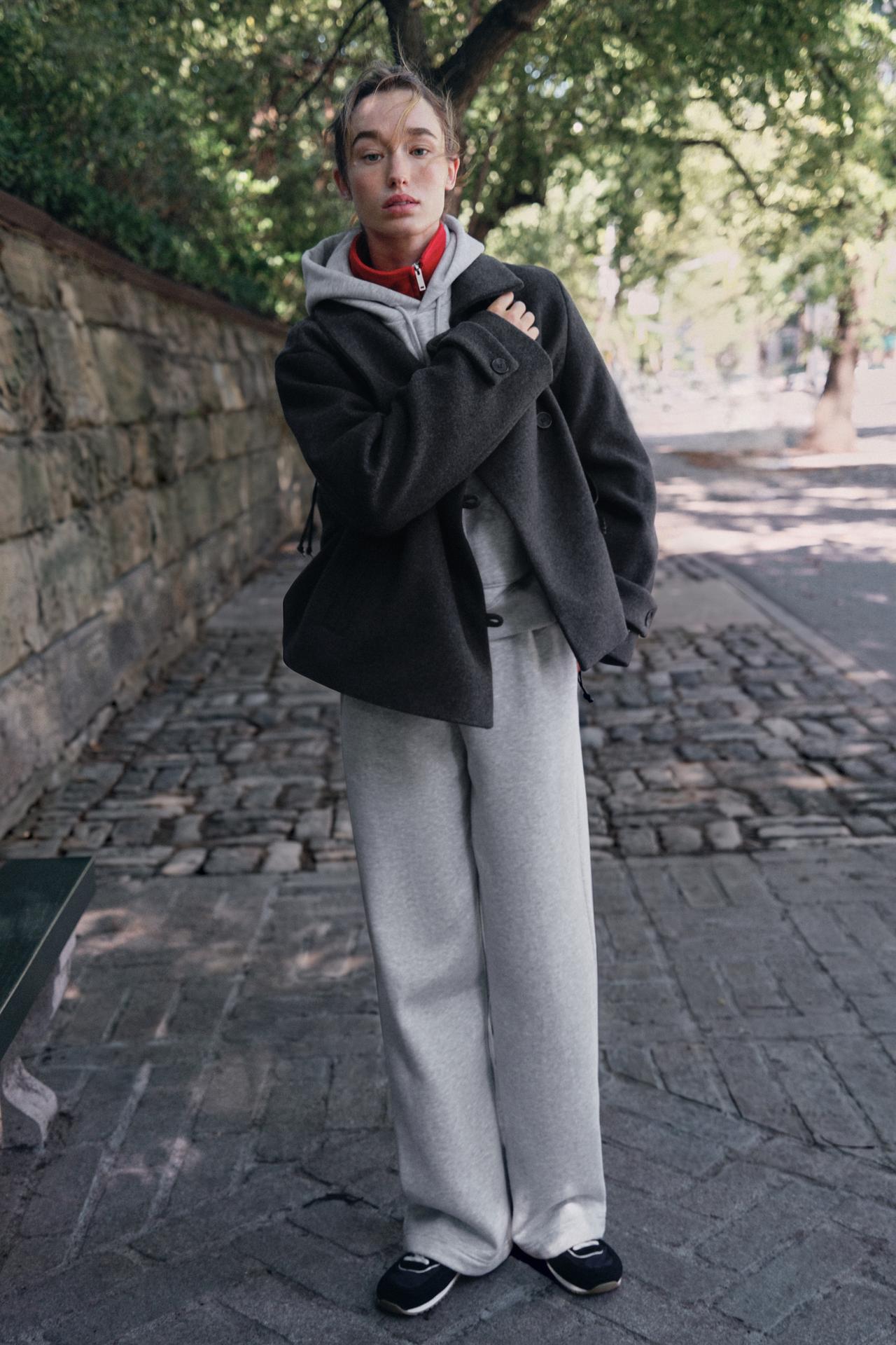 BASIC FLEECE PANTS — Gray marl