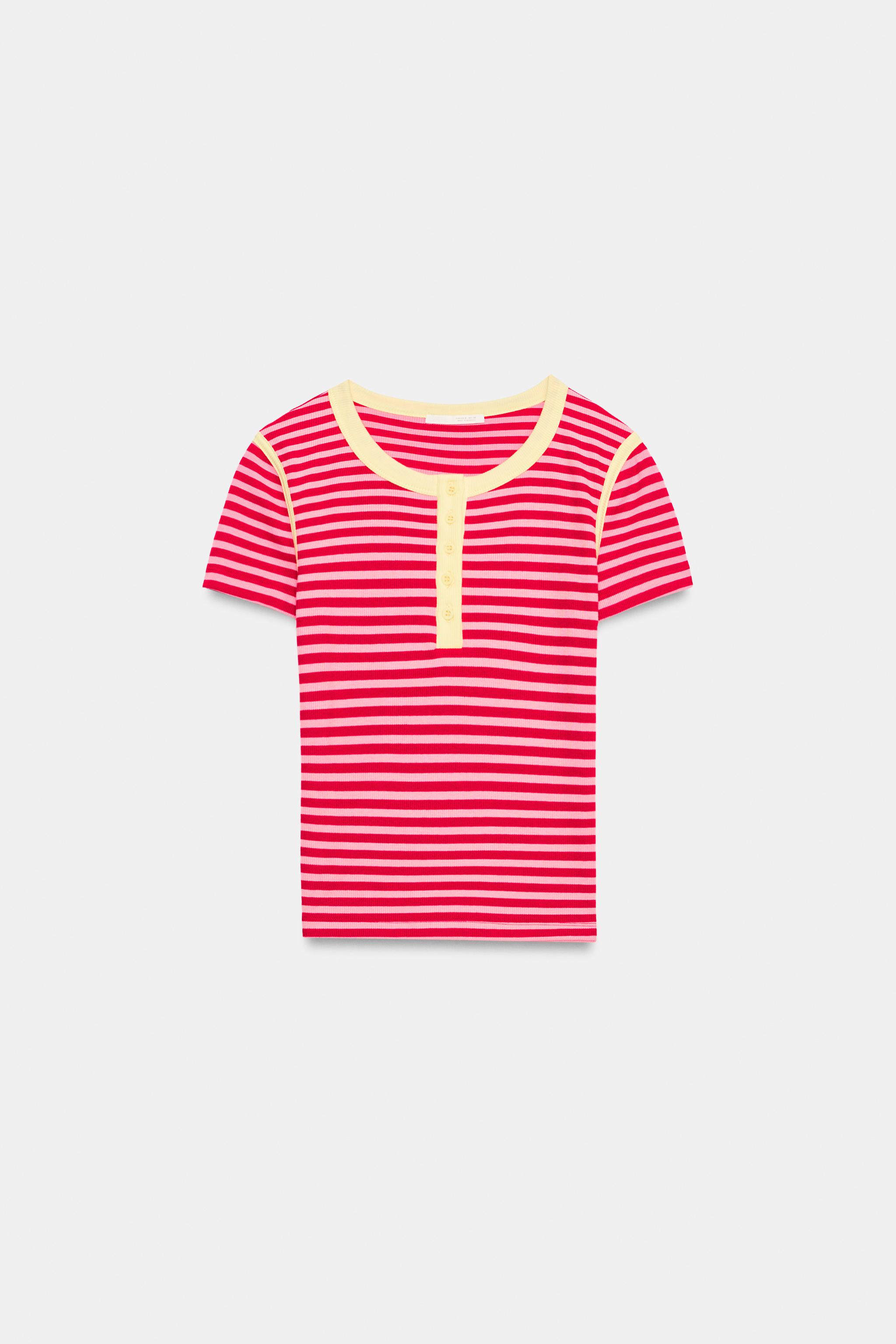 STRIPED RIBBED T-SHIRT