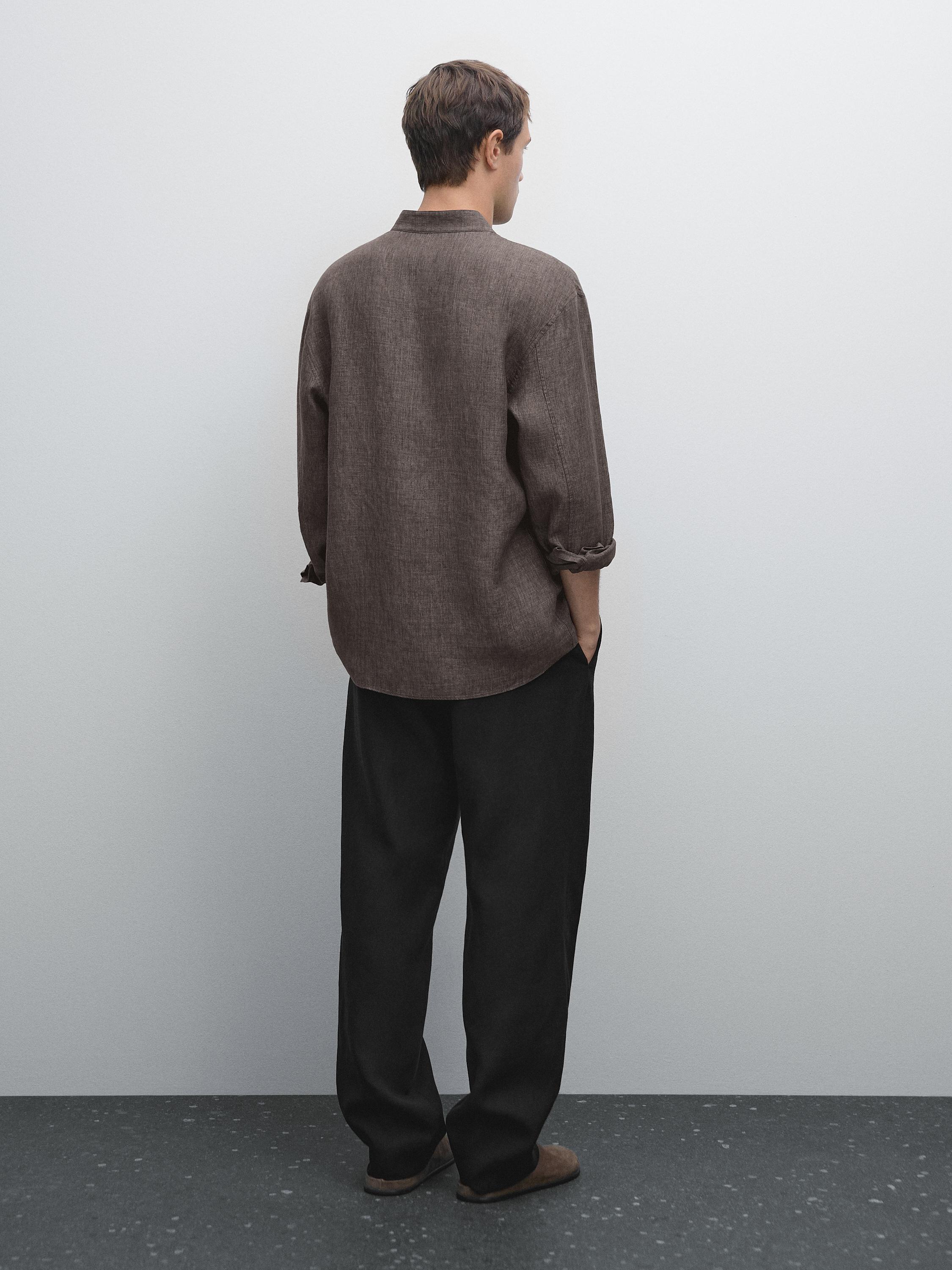 Relaxed fit overshirt with a stand collar