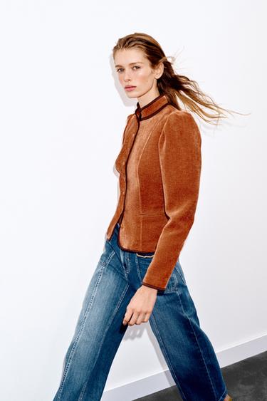 CONTRAST TRIM BLAZER - Burnt orange by Zara