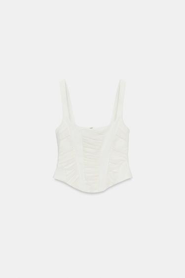 Zara 馬甲薄紗上衣 - 磨白色