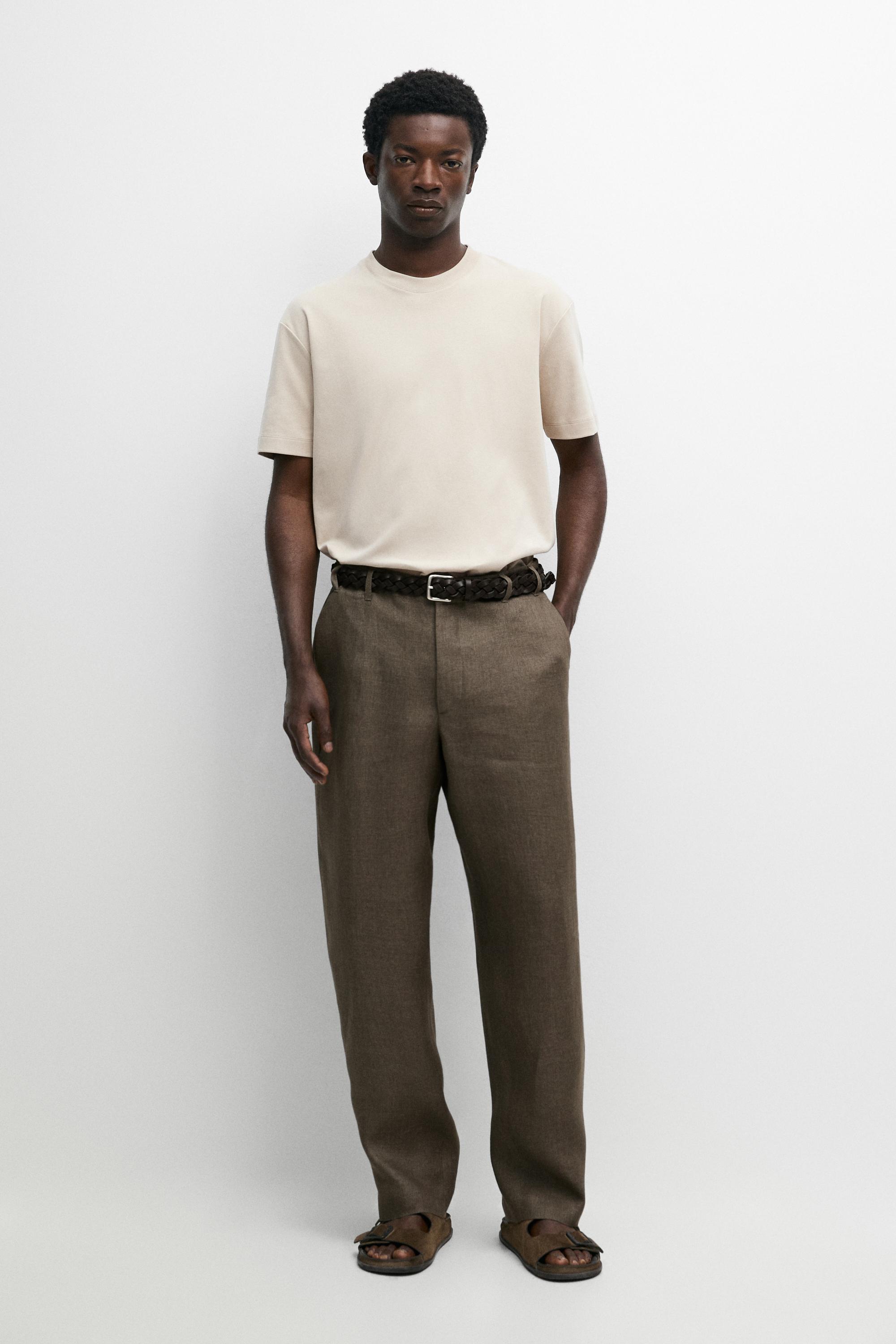 Faded total look 100% linen pants - Greenish | ZARA United States