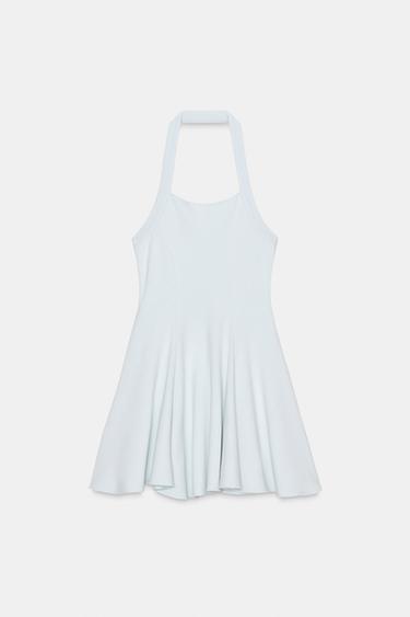 HALTER MINI DRESS WITH GODETS - Light blue by Zara