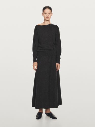 Jupe longue évasée en maille de laine - Gris anthracite de Zara