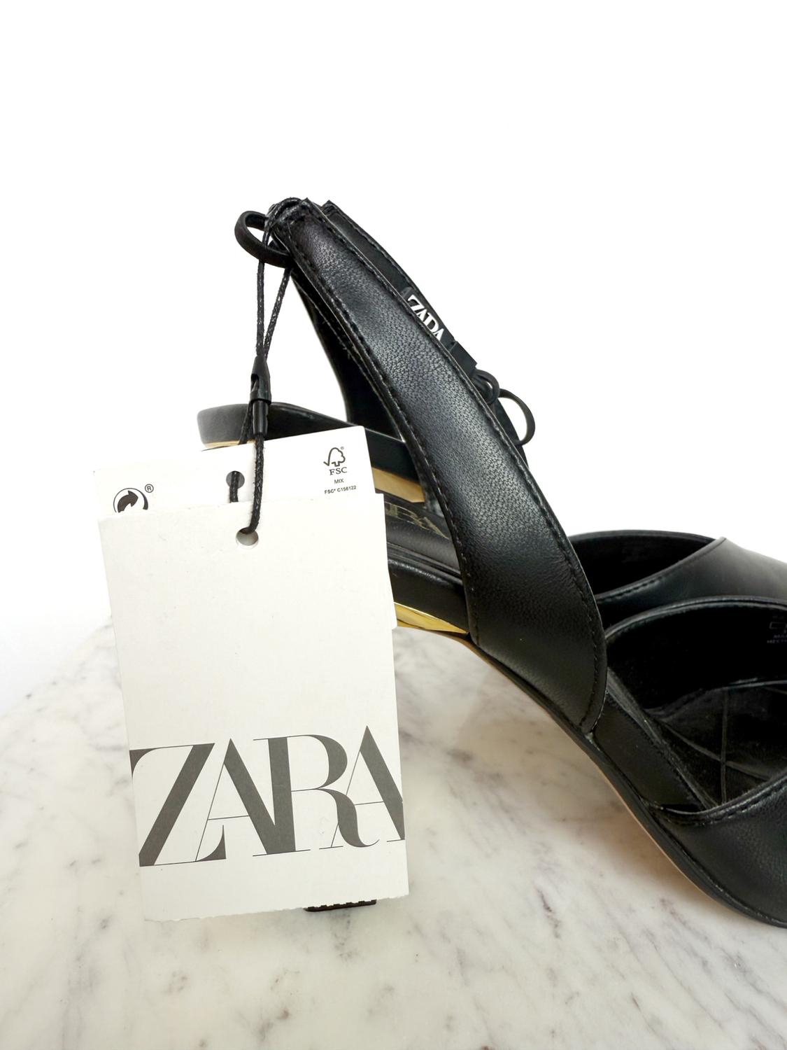 METALLIC HEELED SLINGBACK SHOES - Image 3