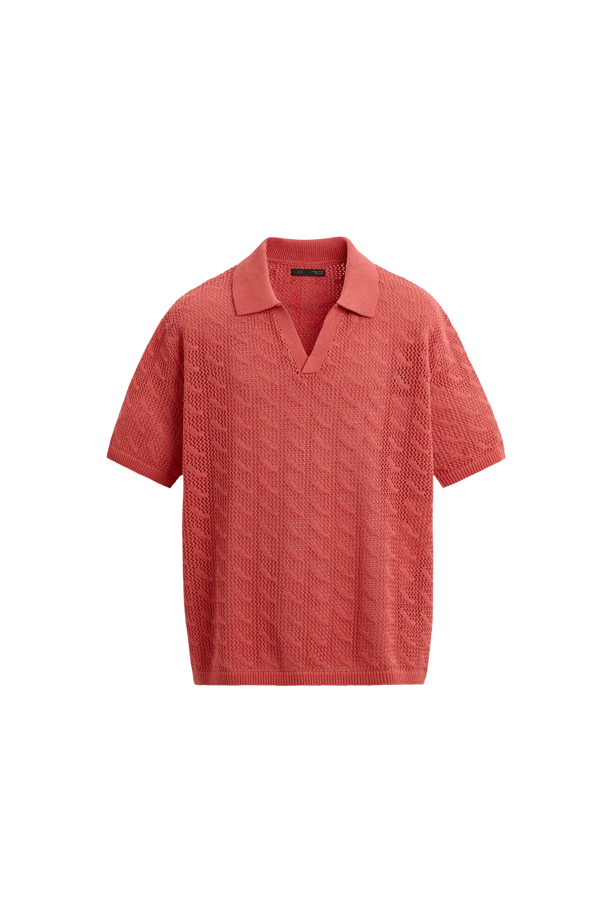 OPEN STITCH KNIT POLO SHIRT - Red | ZARA United States