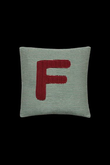 Zara CHILDREN'S EMBROIDERED LETTER F THROW PILLOW - Green
