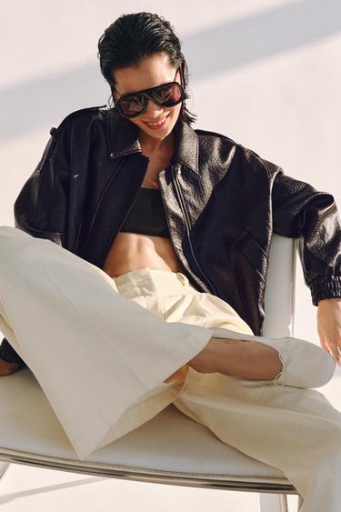 LIMITED EDITION LEATHER BALLERINAS WITH BOW - Ecru White by Zara