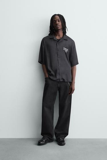 CONTRAST PRINT FLOWING SHIRT - Black by Zara