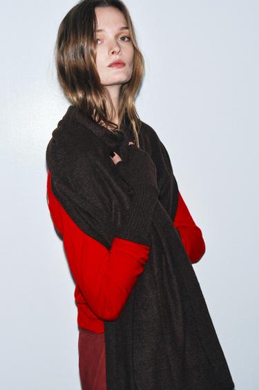 Zara FINE KNIT SCARF - Chocolate - Image 0