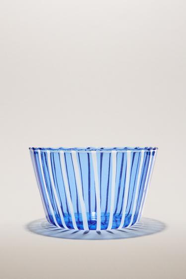 STRIPED BOROSILICATE BOWL - Blue by Zara