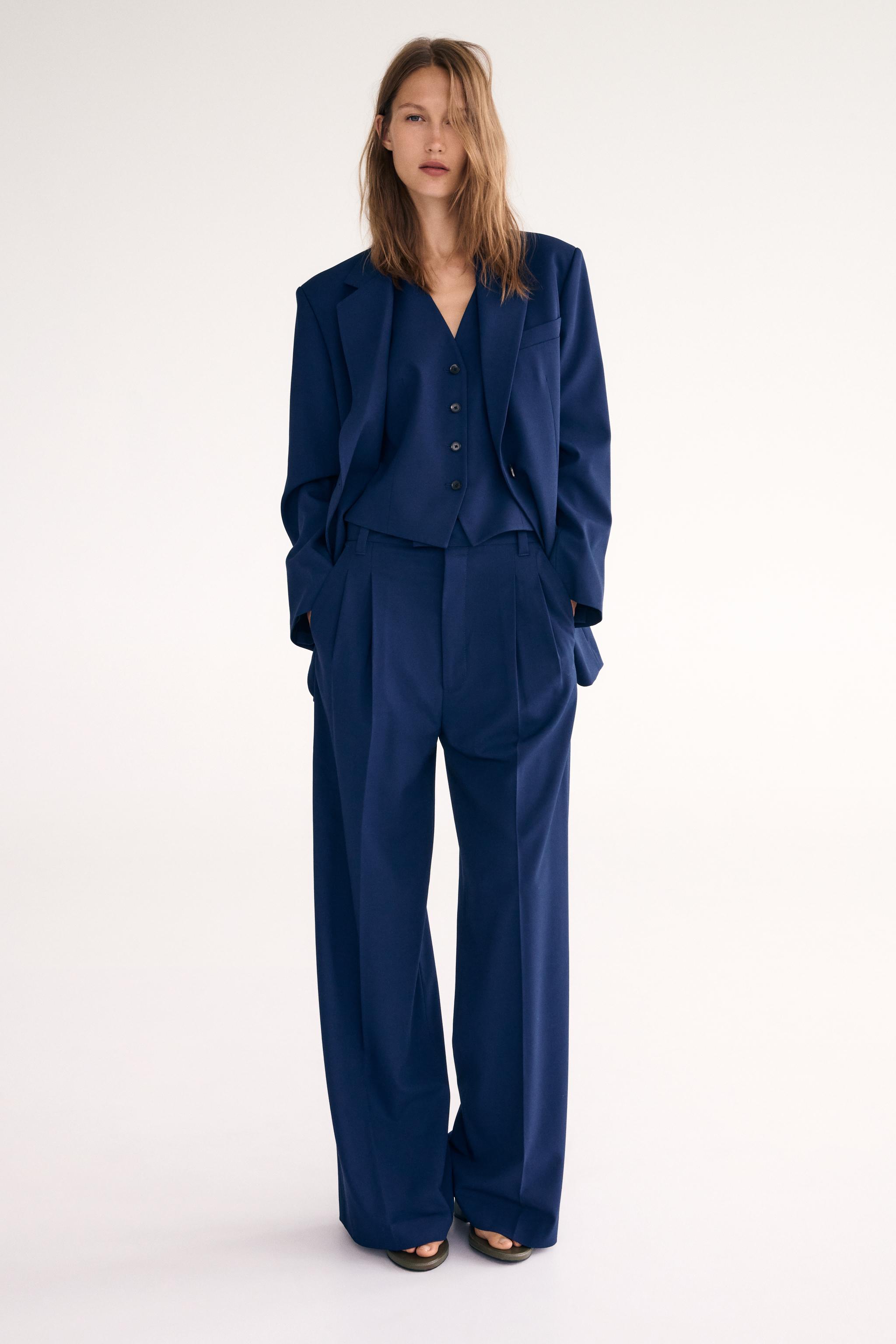 Royal blue trousers zara online