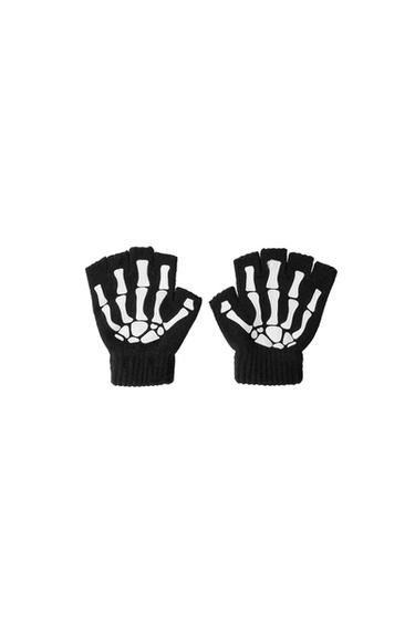Zara SKELETON COSTUME KNIT MITTENS - Black - Image 0