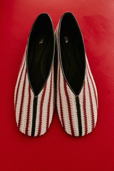 STRIPED BALLET FLATS - Multicoloured by Zara