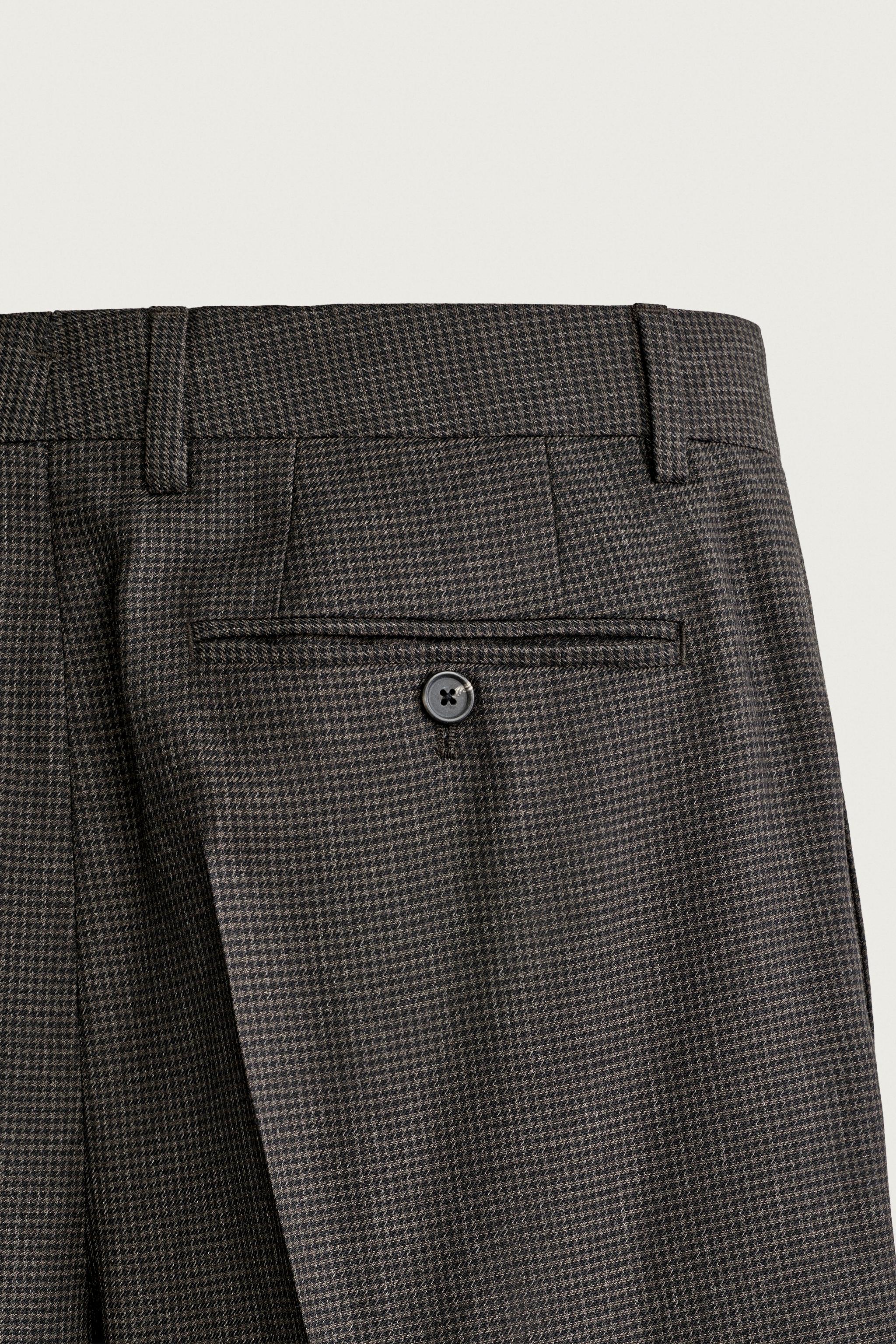 WOOL-BLEND HOUNDSTOOTH SUIT PANTS