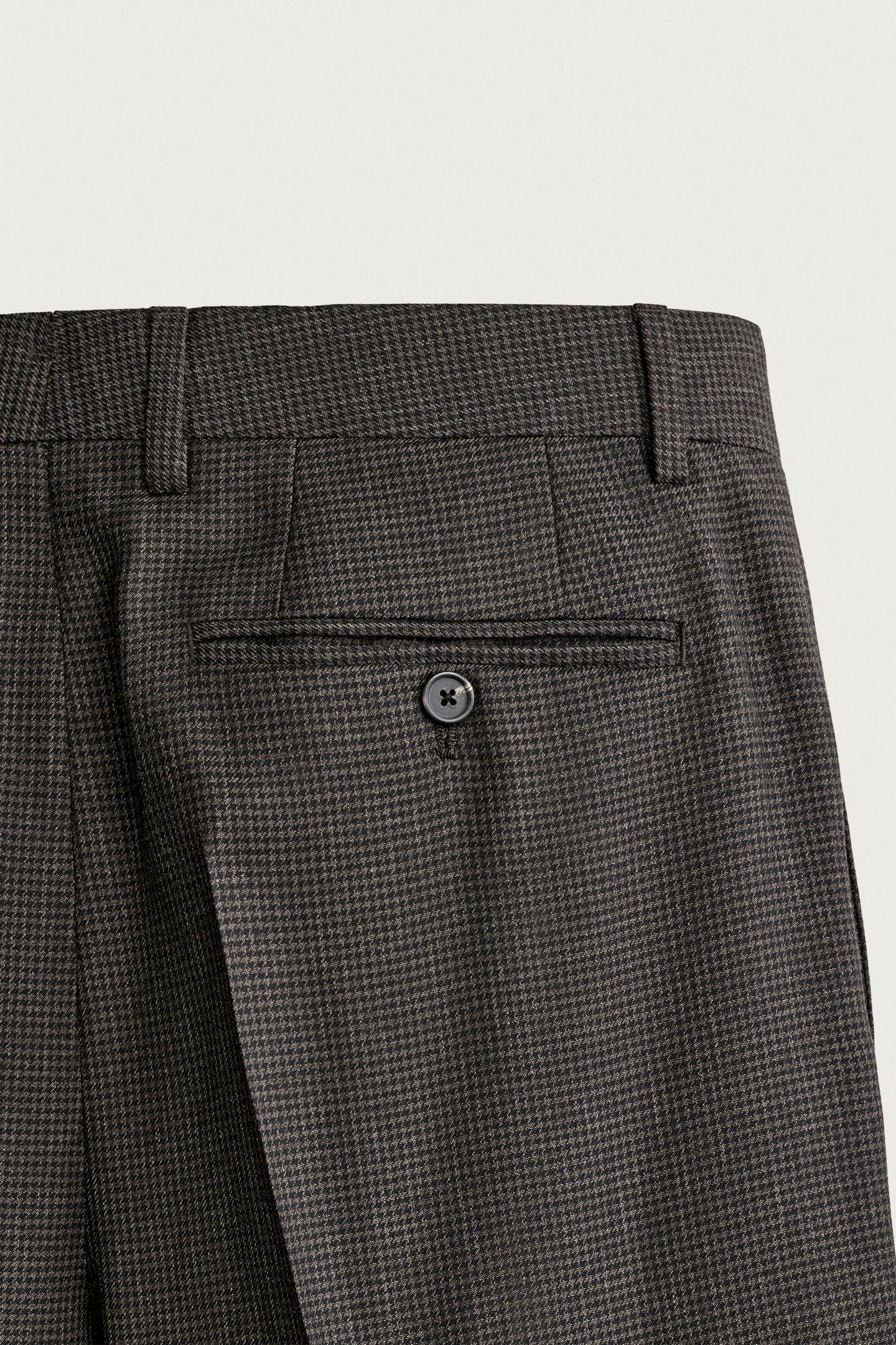 Мужские брюки Zara Wool-Blend Houndstooth Suit, цвет: Чёрный / Коричневый — фото 8