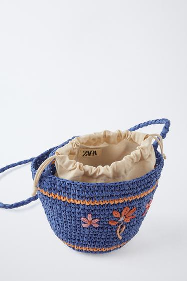SAC BANDOULIÈRE EFFET RAPHIA BRODÉ - Bleu de Zara - Image 3