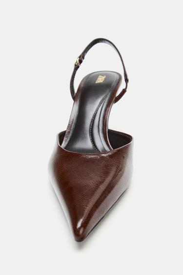 POINTED TOE SLINGBACK SHOES - Brown by Zara - Image 3