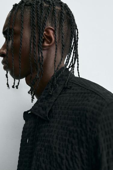 TEXTURED CHECK SHIRT - Black by Zara - Image 5
