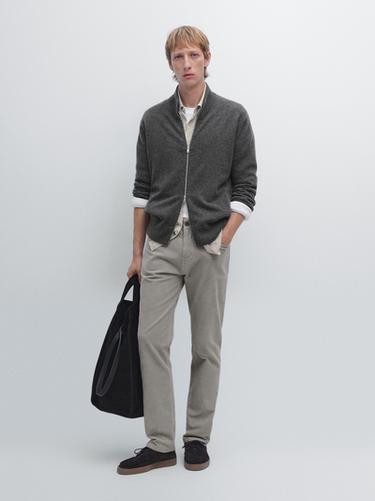 Pantalón tejanero pana slim fit - Gris perla de Zara