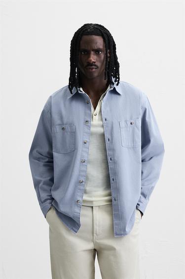 WASHED RELAXED FIT SHIRT - Bluish by Zara