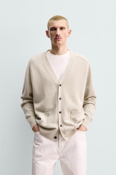 Zara WOOL - ALPACA ORIGINS CARDIGAN - Ecru
